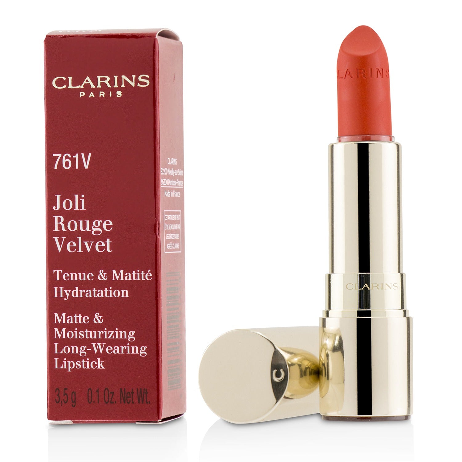 Clarins/クラランス+ジョリ ルージュ ヴェルヴェット (マット & モイスチャライジング ロング ウェアリング リップスティック)+3.5g/0.1oz+# 761V Spicy Chili ブランドコスメ